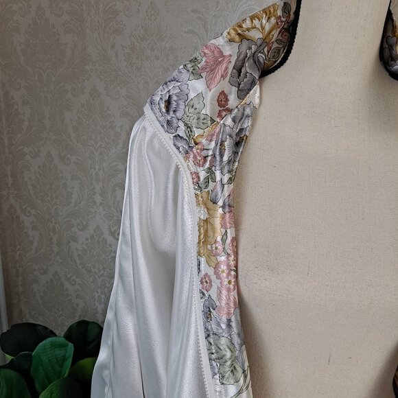 Rafael Size Medium Reversible Jacket Floral/Ivory Pockets Elastic Hem - Picture 10 of 16